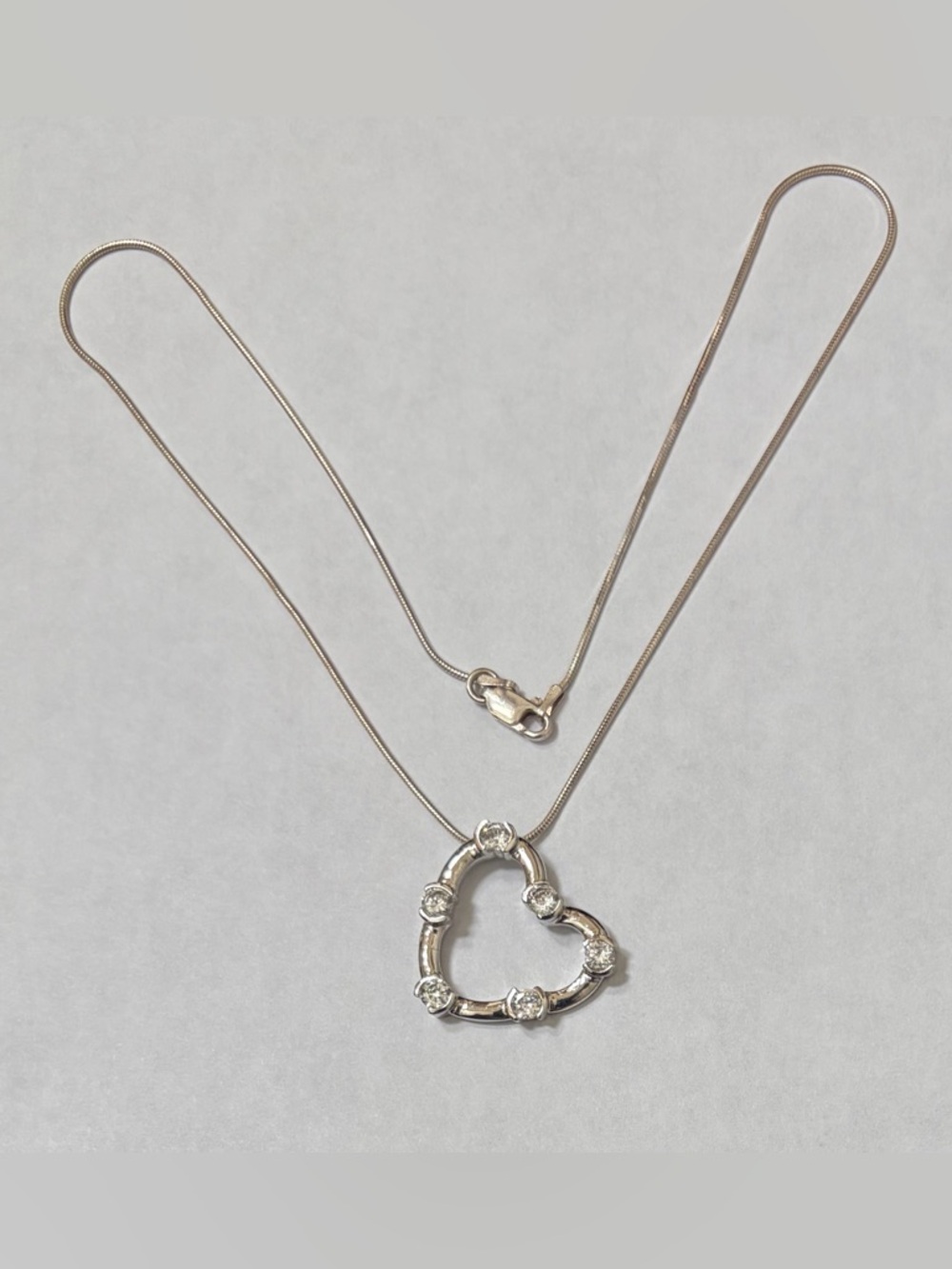 Sterling Silver CZ Heart Pendant and 16" SS Chain